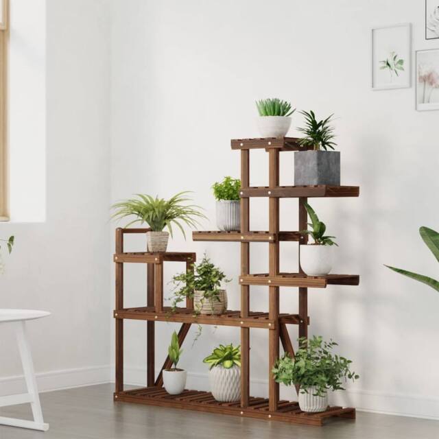 Berkfield Home Elegant Flower Stand 110x25x111 cm Solid Wood Fir in Brown - Size: 110 x 25 x 111 cm - image 1