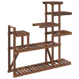 Berkfield Home Elegant Flower Stand 110x25x111 cm Solid Wood Fir in Brown - Size: 110 x 25 x 111 cm - thumbnail 6