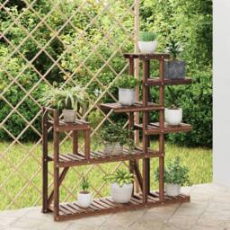 Berkfield Home Elegant Flower Stand 110x25x111 cm Solid Wood Fir in Brown - Size: 110 x 25 x 111 cm - thumbnail 2