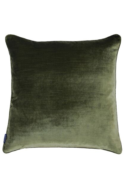 Paoletti Luxe Velvet Piped Cushion in Olive - Size: 55 cm x 55 cm - image 1