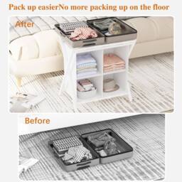 Huhote Sturdy Luggage Rack Stand with Storage Holds Up To 120 lb Set of 2 in White - thumbnail 4