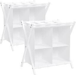 Huhote Sturdy Luggage Rack Stand with Storage Holds Up To 120 lb Set of 2 in White - thumbnail 2