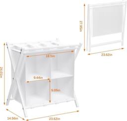 Huhote Sturdy Luggage Rack Stand with Storage Holds Up To 120 lb Set of 2 in White - thumbnail 3