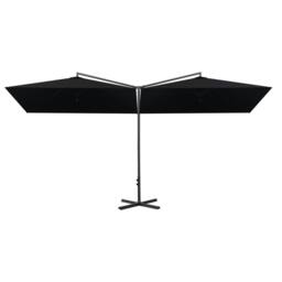 Berkfield Home Double Garden Parasol with Steel Pole Black 600x300 cm - thumbnail 3