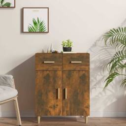 Berkfield Home Sideboard Smoked Oak 69.5x34x90 cm Engineered Wood in Brown - thumbnail 2