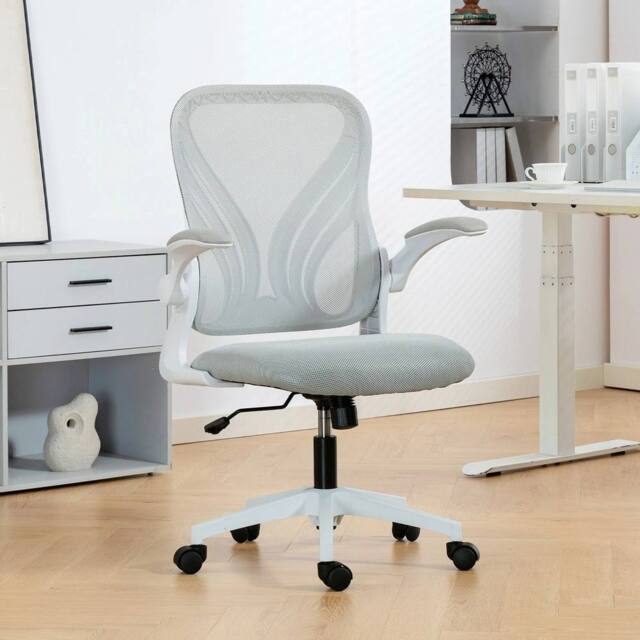FORGEVIO Office Chair, Mesh Desk Chair with Foldable Backrest, Flip-up in Grey - image 1