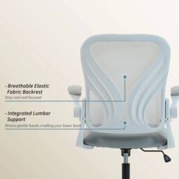 FORGEVIO Office Chair, Mesh Desk Chair with Foldable Backrest, Flip-up in Grey - thumbnail 5