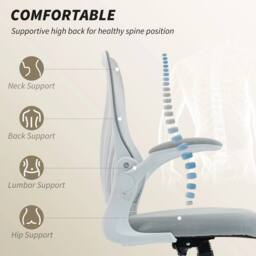 FORGEVIO Office Chair, Mesh Desk Chair with Foldable Backrest, Flip-up in Grey - thumbnail 4