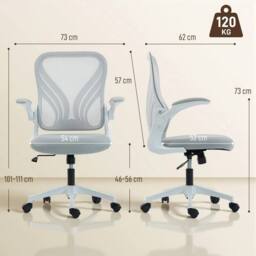 FORGEVIO Office Chair, Mesh Desk Chair with Foldable Backrest, Flip-up in Grey - thumbnail 2