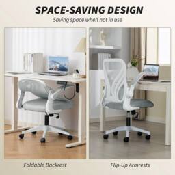FORGEVIO Office Chair, Mesh Desk Chair with Foldable Backrest, Flip-up in Grey - thumbnail 3