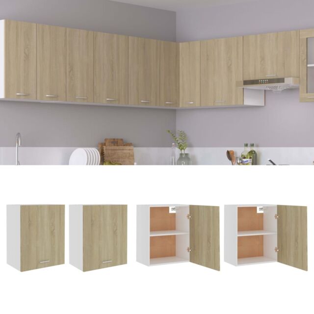Berkfield Home Hanging Cabinets 2 pcs Sonoma Oak 50x31x60 cm Engineered Wood in Brown - Size: 50 x 31 x 60 cm - image 1