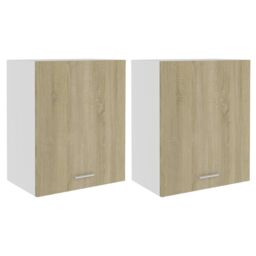 Berkfield Home Hanging Cabinets 2 pcs Sonoma Oak 50x31x60 cm Engineered Wood in Brown - Size: 50 x 31 x 60 cm - thumbnail 2