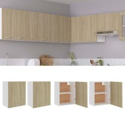 Berkfield Home Hanging Cabinets 2 pcs Sonoma Oak 50x31x60 cm Engineered Wood in Brown - Size: 50 x 31 x 60 cm - thumbnail 1