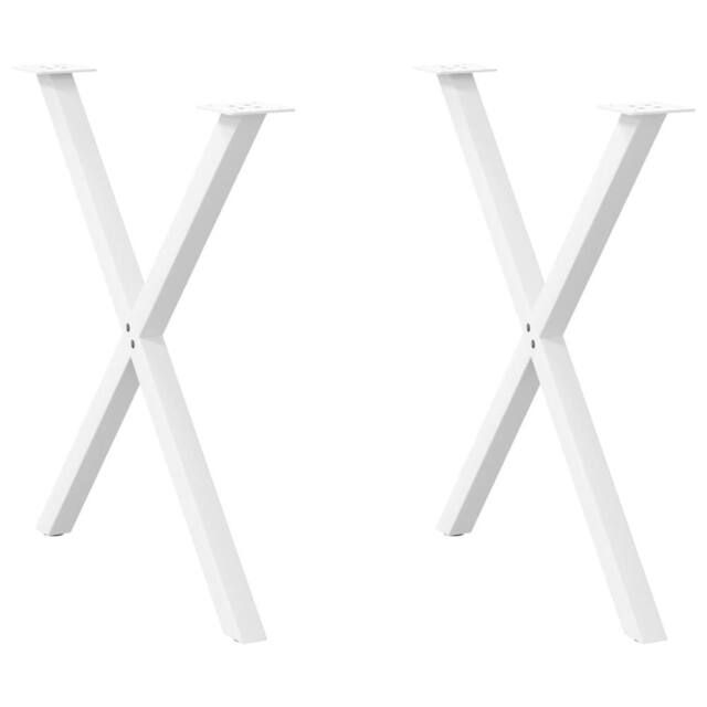 Berkfield Home Dining Table Legs X-Shaped 2 pcs White 80x(72-73) cm Steel - image 1