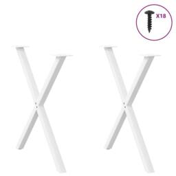 Berkfield Home Dining Table Legs X-Shaped 2 pcs White 80x(72-73) cm Steel - thumbnail 3