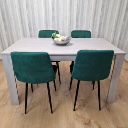 KOSY KOALA Dining Table In Grey With 4 Green Velvet Chairs Kitchen Dining Table for 4 Dining Room Dining Set