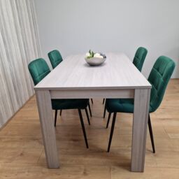 KOSY KOALA Dining Table In Grey With 4 Green Velvet Chairs Kitchen Dining Table for 4 Dining Room Dining Set - thumbnail 2