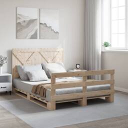 Berkfield Home Beautiful Bed Frame without Mattress with Headboard 160x200 cm So in Light Brown - thumbnail 2