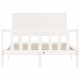 Berkfield Home Beautiful Bed Frame with Headboard White 140x190 cm Solid Wood - thumbnail 6