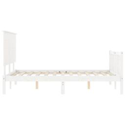 Berkfield Home Beautiful Bed Frame with Headboard White 140x190 cm Solid Wood - thumbnail 7