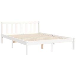 Berkfield Home Beautiful Bed Frame with Headboard White 140x190 cm Solid Wood - thumbnail 9