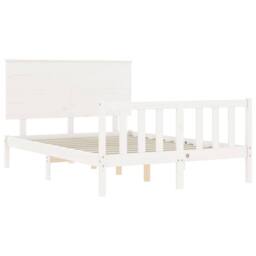 Berkfield Home Beautiful Bed Frame with Headboard White 140x190 cm Solid Wood - thumbnail 5