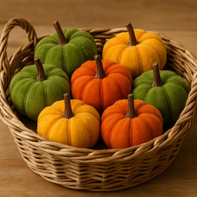 Marco Paul Pack of 7 Autumn Mini Pumpkin Decorations Halloween Décor 8cm in Orange - image 1