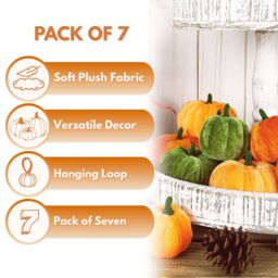 Marco Paul Pack of 7 Autumn Mini Pumpkin Decorations Halloween Décor 8cm in Orange - thumbnail 4
