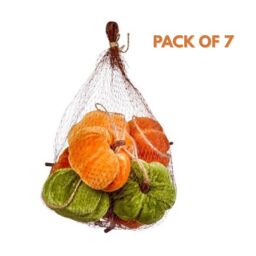 Marco Paul Pack of 7 Autumn Mini Pumpkin Decorations Halloween Décor 8cm in Orange - thumbnail 3