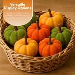 Marco Paul Pack of 7 Autumn Mini Pumpkin Decorations Halloween Décor 8cm in Orange - thumbnail 7