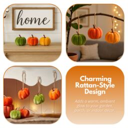 Marco Paul Pack of 7 Autumn Mini Pumpkin Decorations Halloween Décor 8cm in Orange - thumbnail 5