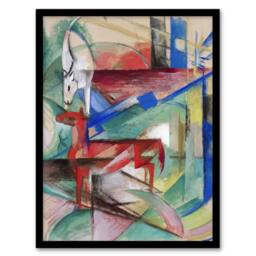 Artery8 Landscape Animals Abstract Franz Marc Vintage Framed Wall Art Print - Size: A4 - thumbnail 1