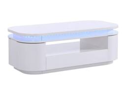 Vente-unique 4 - Door, 1 - Drawer Coffee Table With Leds In MDF - White Lacquer - thumbnail 7