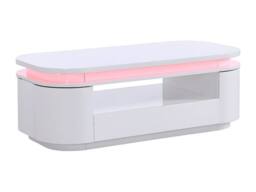 Vente-unique 4 - Door, 1 - Drawer Coffee Table With Leds In MDF - White Lacquer - thumbnail 9