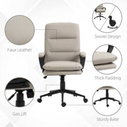STILVORA Office Chair with Adjustable Height & Swivel Wheels in Light Grey - thumbnail 7