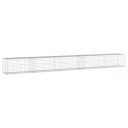 Berkfield Home Gabion Basket with Cover 500x50x50 cm Galvanised Iron in Silver - Size: 500 x 50 x 50 cm - thumbnail 5
