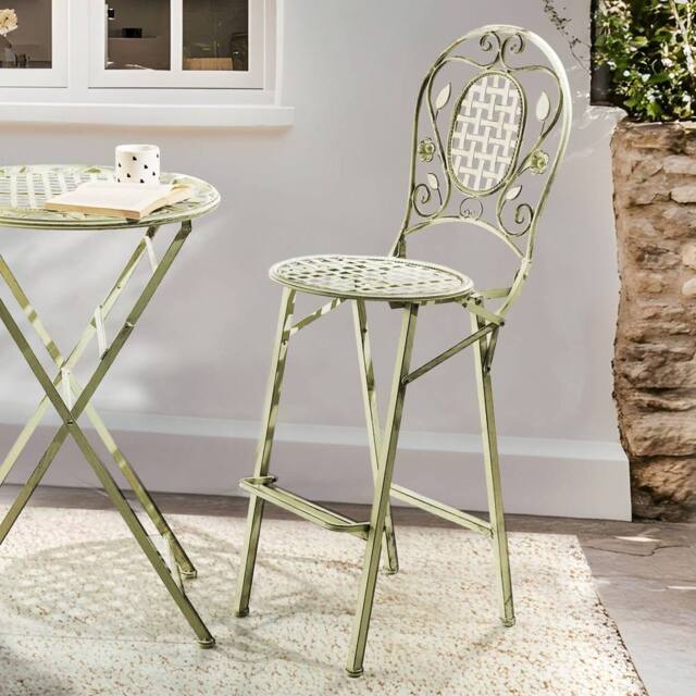 Wyld and Coco Garden Set 2 French Retro Green Iron Foldable Outdoor Chairs - image 1