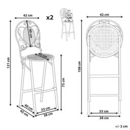 Wyld and Coco Garden Set 2 French Retro Green Iron Foldable Outdoor Chairs - thumbnail 3