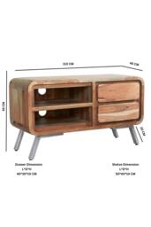 IH Design Auckley Metal & Wood Medium TV Unit with 2 Drawers in Brown - thumbnail 4