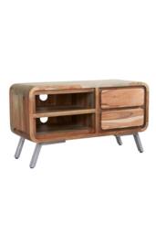 IH Design Auckley Metal & Wood Medium TV Unit with 2 Drawers in Brown - thumbnail 2