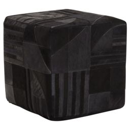 Orsina Bosie Safira Black & Grey Deco Print Leather Pouffe - thumbnail 4