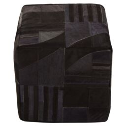 Orsina Bosie Safira Black & Grey Deco Print Leather Pouffe - thumbnail 5