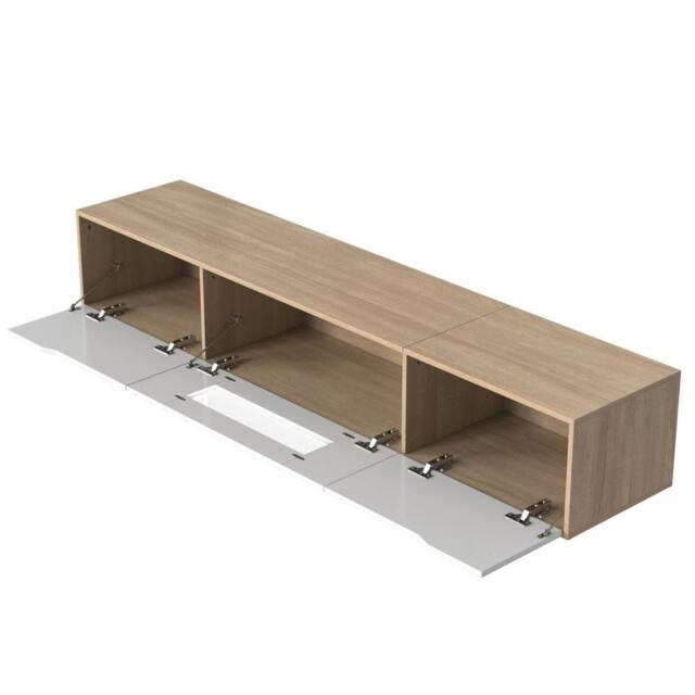 KORVIXA Modern TV Stand Floating Entertainment Unit in White - Size: 100 cm x 100 cm - image 1