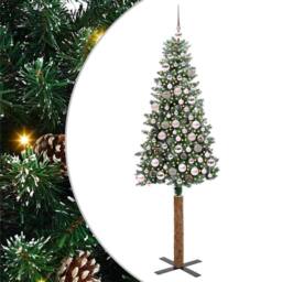 Berkfield Home Elegant Slim Christmas Tree with 300 LEDs Green & White 180 cm - thumbnail 2