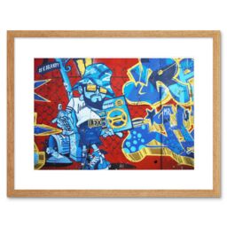 "Artery8 Wall Art Print Graffiti Cool Guy Dude Boombox Framed in Beige - Size: W7"" x H9""" - thumbnail 1
