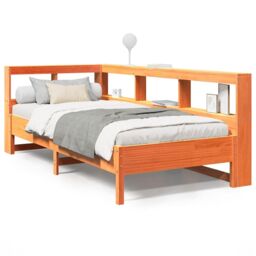 Berkfield Home Bookcase Bed without Mattress Wax Brown 90x190 cm Solid Wood Pine - thumbnail 2