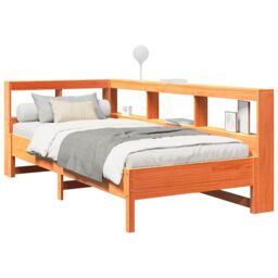 Berkfield Home Bookcase Bed without Mattress Wax Brown 90x190 cm Solid Wood Pine - thumbnail 3
