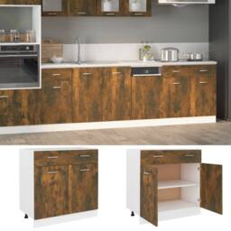 Berkfield Home Durable Drawer Bottom Cabinet Smoked Oak 80x46x81.5 cm Engineered Wood in Brown - thumbnail 2
