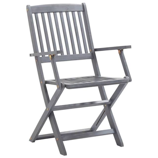 Berkfield Home Folding Outdoor Chairs 6 pcs Solid Acacia Wood in Grey - image 1