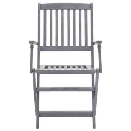 Berkfield Home Folding Outdoor Chairs 6 pcs Solid Acacia Wood in Grey - thumbnail 3